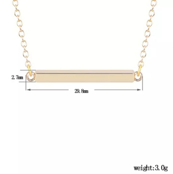Gold Tone Single Horizontal Bar Necklace - Picture 5 of 5